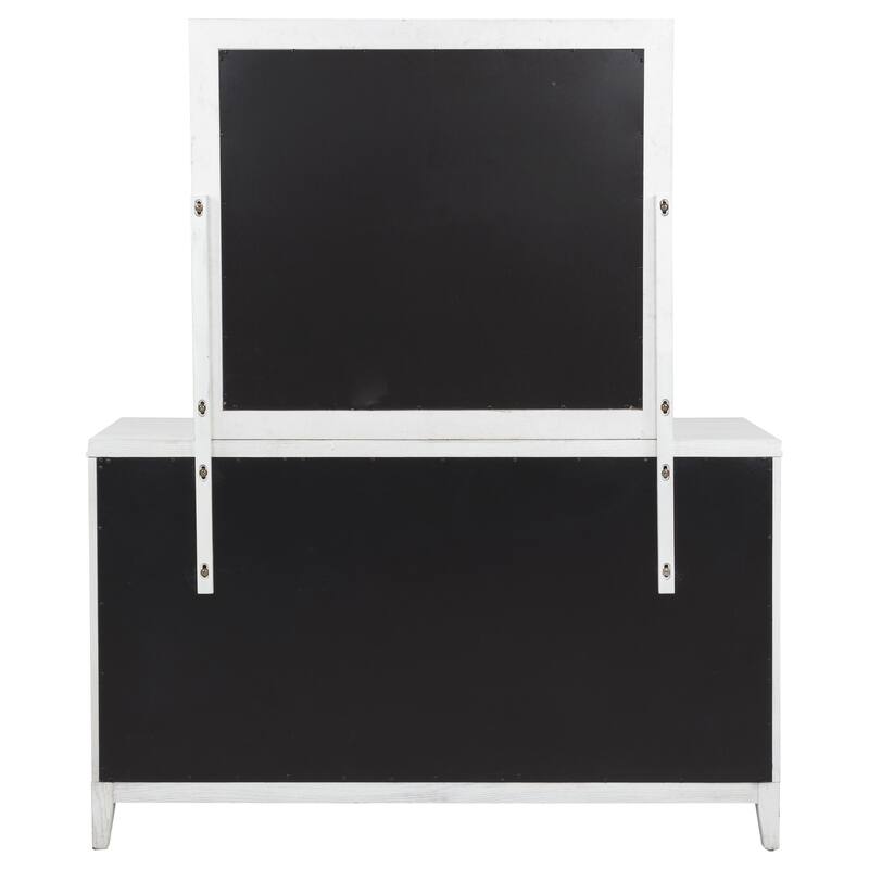 Marielle 6-drawer Dresser with Mirror Distressed White