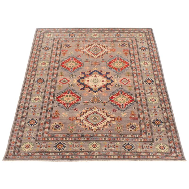 ECARPETGALLERY Hand-knotted Uzbek Ghazni Grey Wool Rug - 4'0 x 5'10