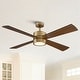 preview thumbnail 15 of 19, Parrot Uncle 52" Antique Brass Plywood 4-Blade Indoor Ceiling Fan with Light and Remote