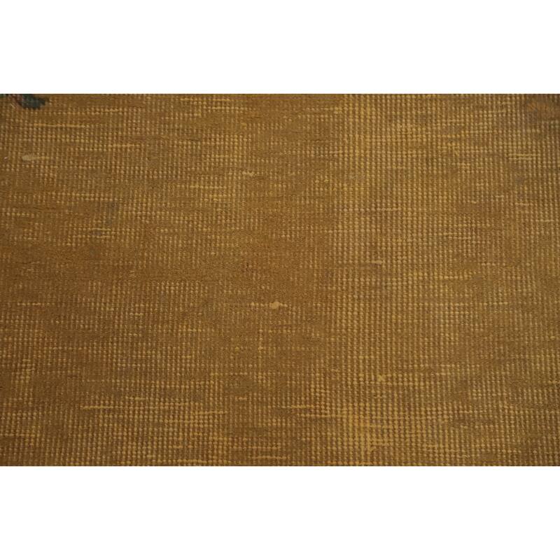 Hand Knotted Oriental 100% Wool Carpet Traditional Floral Yellow & Gold Tabriz Area Rug - 12' 5'' X 9' 8''