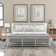 preview thumbnail 14 of 16, King Size Platform Bed with Horizontal Strip Hollow Shape and Head&Foot Board
