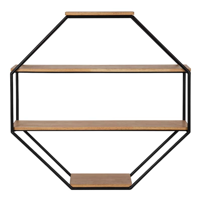 Kate and Laurel Lintz Octagon Floating Wall Shelf