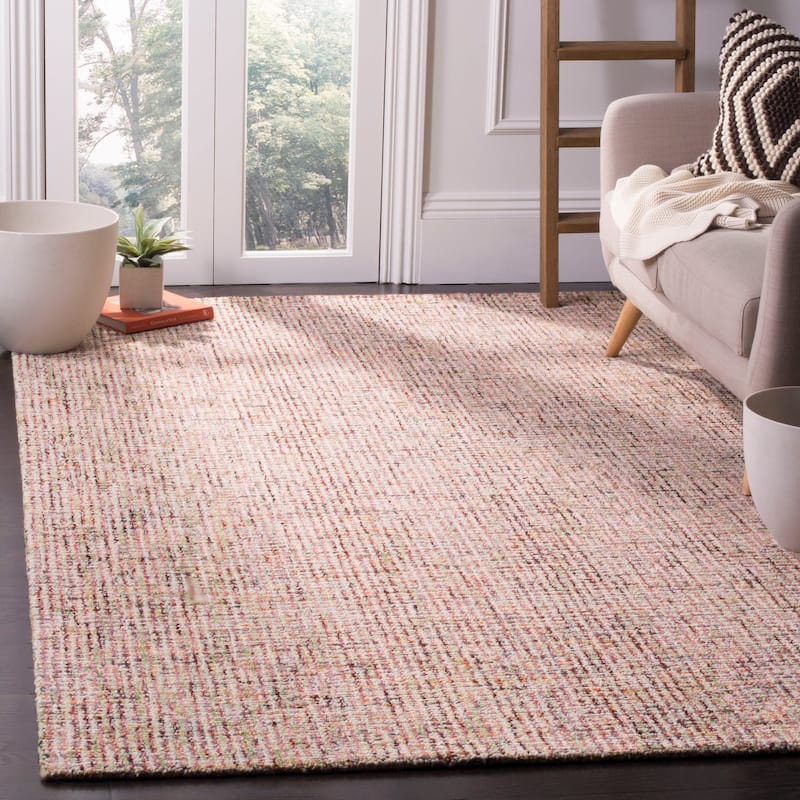 SAFAVIEH Handmade Abstract Lottie Modern Wool Rug - 8' x 10' - Beige/Rust - Rectangle