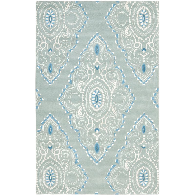 SAFAVIEH Handmade Wyndham Geanina Modern Wool Rug - 5' x 8' - Blue/Ivory