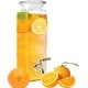 preview thumbnail 1 of 3, Tall Square Glass Drink Dispenser With Stainless Steel Spigot, 80 oz (2.36 Liters)