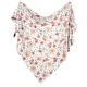 preview thumbnail 2 of 3, Peach Watercolor Floral Collection Girl Baby Swaddle Receiving Blanket - Pink Green and White Shabby Chic Rose Flower Farmhouse