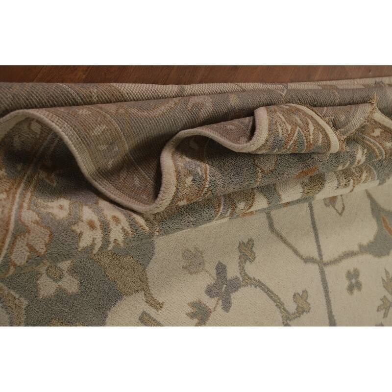 Earth Tone Oushak Indian Large Rug Hand-Knotted Wool Carpet - 12'2" x 14'10"