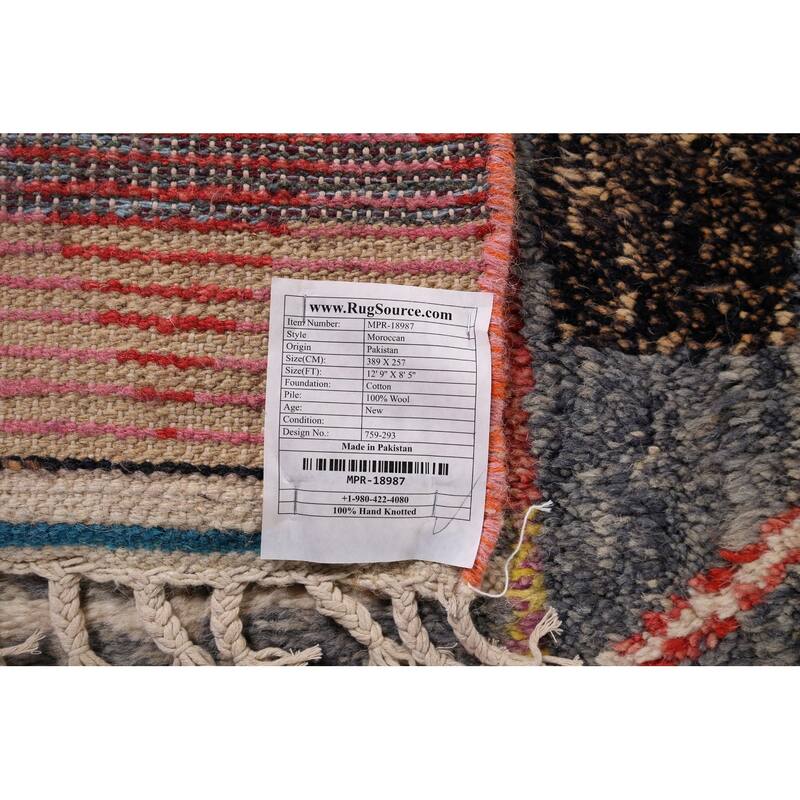 Geometric Moroccan Oriental Area Rug Handmade Tribal Wool Carpet - 8'5" x 12'9"