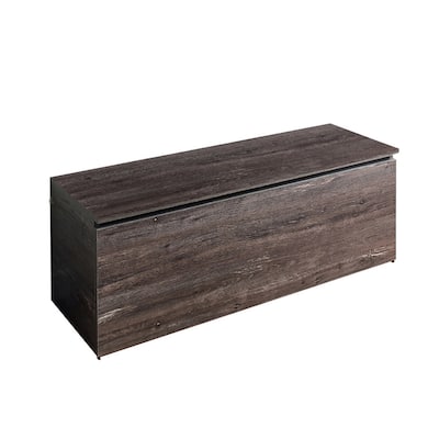 Lean Storage Bench Chest with Safety Hinges, Lift Top, Farmhouse Gray Wood