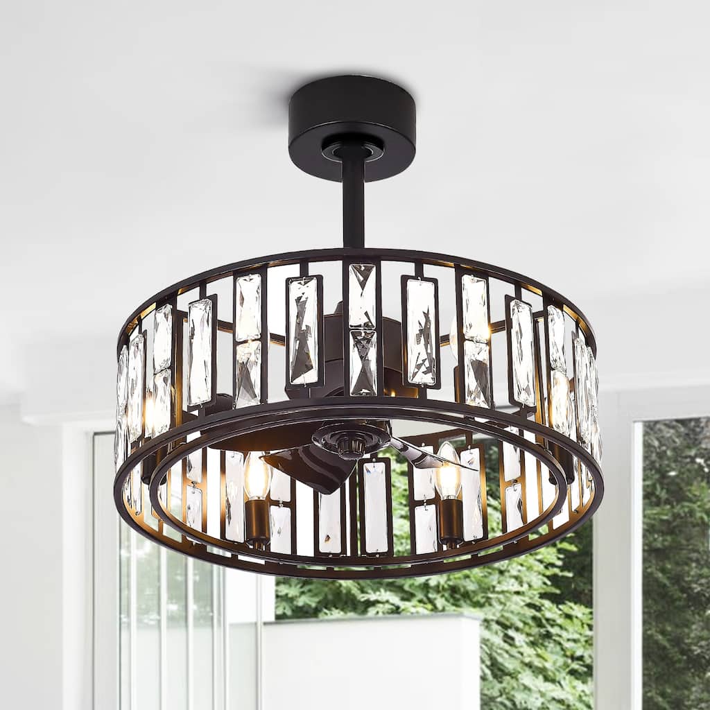 20-In Chandelier Caged Ceiling Fan with Light and Remote(5-blade)