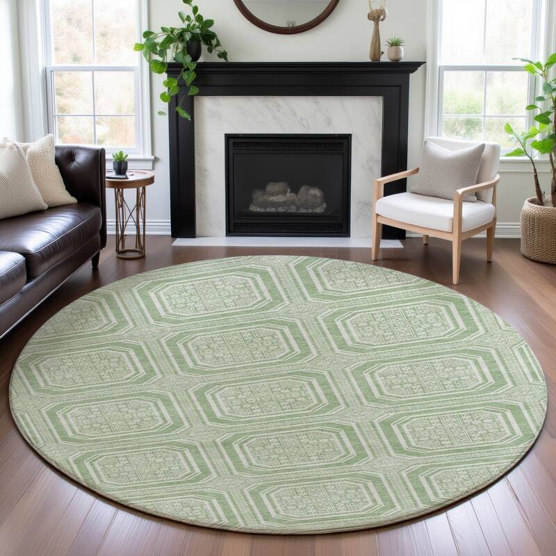 Premium Washable Super Soft Classic Panel Mayfield Rug - Mint - 8' x 8'