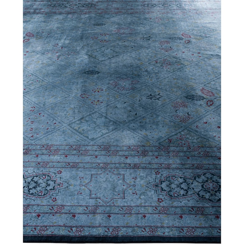 Overdyed One-of-a-Kind Hand-Knotted Area Rug - Blue - 9' 1" x 17' 9"