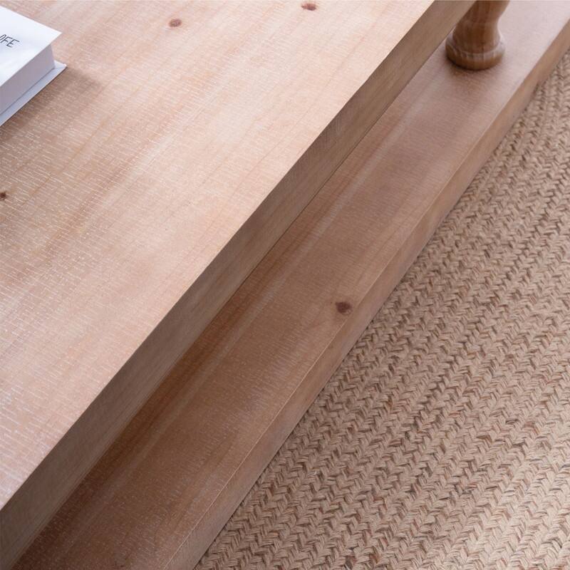 Coffee Table 2-Tiered Wood Tabletop Table, Rectangle Cocktail Tea Table