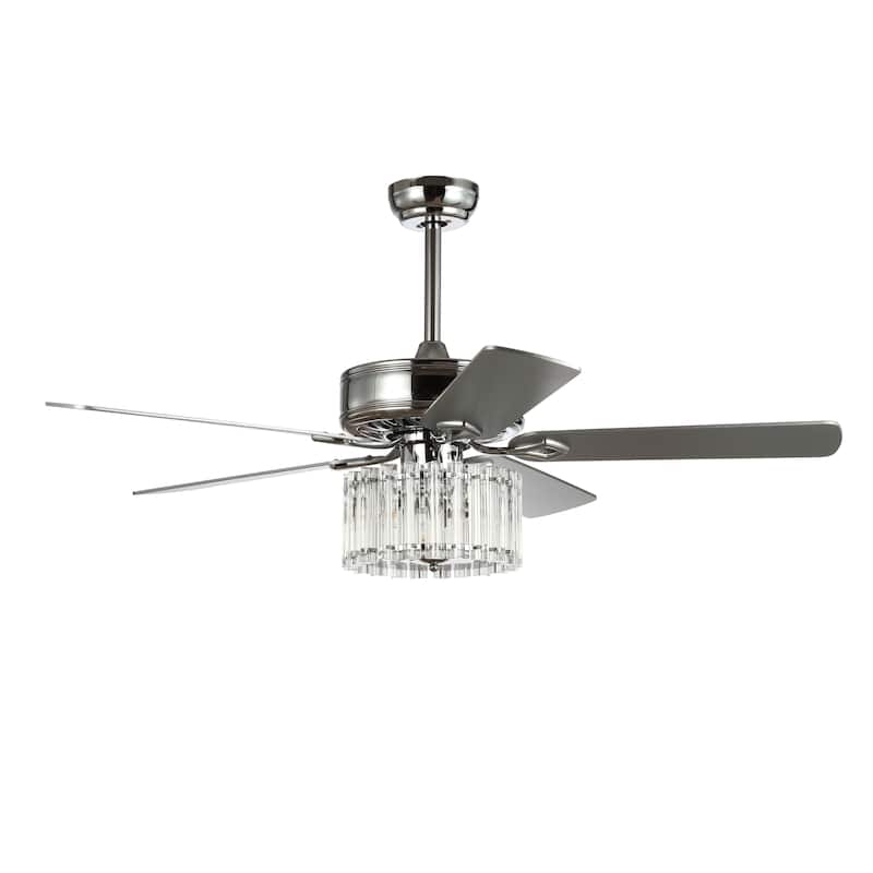 SAFAVIEH Lighting 52-Inch Dresher Ceiling Light Fan (with Remote) - Chrome - 52"W x 52"D x 25"H