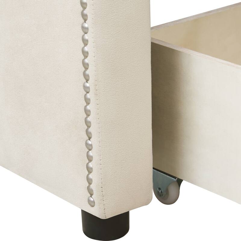 Merax Twin Size Upholstered Daybed with Drawers