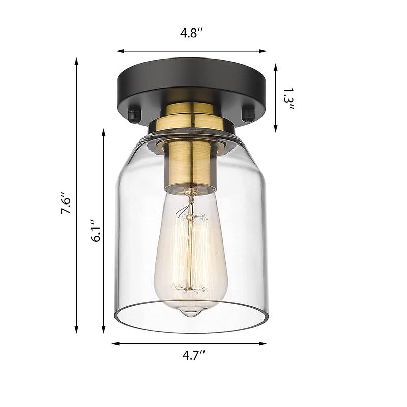 1-Light Flush Mount Lighting Fixture,Black and Gold