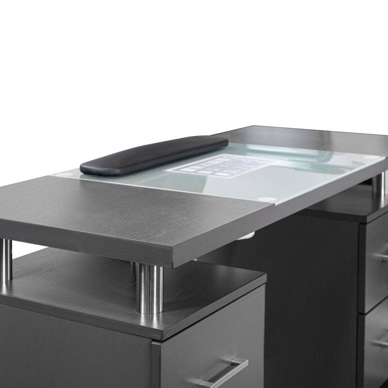 Manicure Table GLASGLOW Grey Salon Nail Table Salon Furniture - N/A