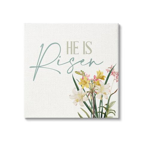 Stupell Industries He Is Risen Religious Easter Holiday Flower Blossoms Canvas Wall Art, Design by Kim Allen