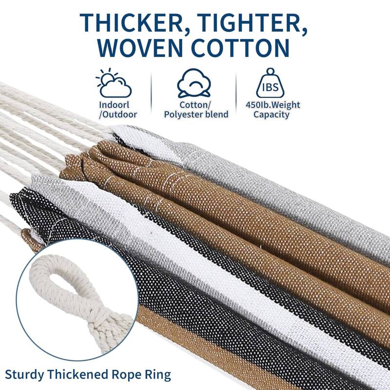 450lb Large Capacity Double Hammock with Steel Stand with Carry Bag for Patio Backyard Poolside