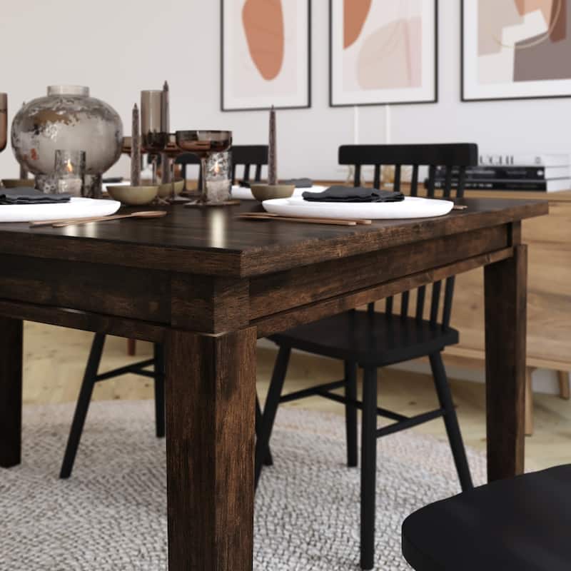 Classic Wood Dining Table with Offset Tapered Legs