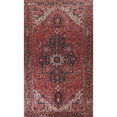 Vegetable Dye Heriz Serapi Persian Large Antique Wool Carpet - 11'1"x 19'5"
