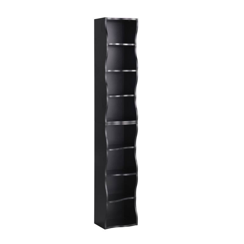 Wavy Border 8-Tier Adjustle Shelf - Modular Ultra-Thin Bookcase for Home Office & Display