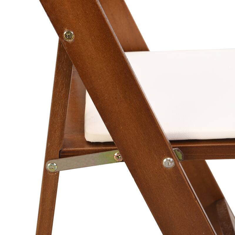 4PCS Upholstered Folding Chair,Space Saving,Easy To Carry,Walnut shelf+Beige Cushion For Dining room
