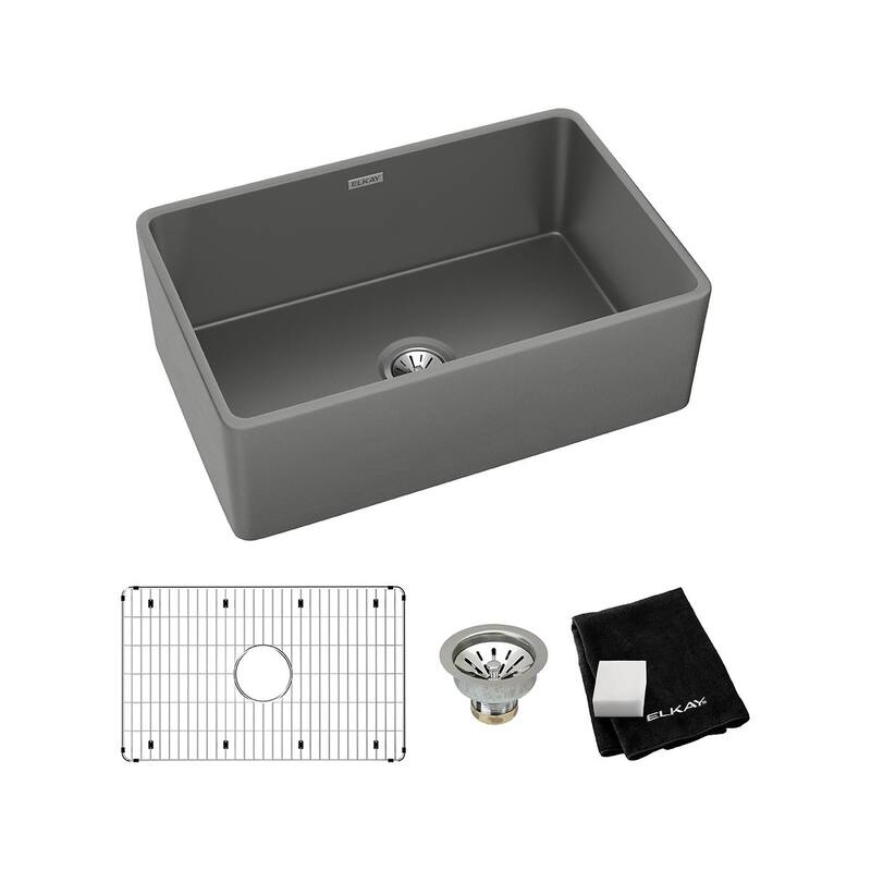 Elkay Fireclay 30" x 19-15/16" x 9-1/8", Single Bowl Farmhouse Sink
