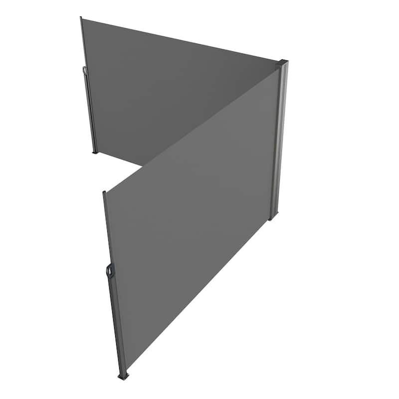 79''x 236'' Grey Polyester Retractable Side Awning Outdoor Privacy Screen with Spring Handle