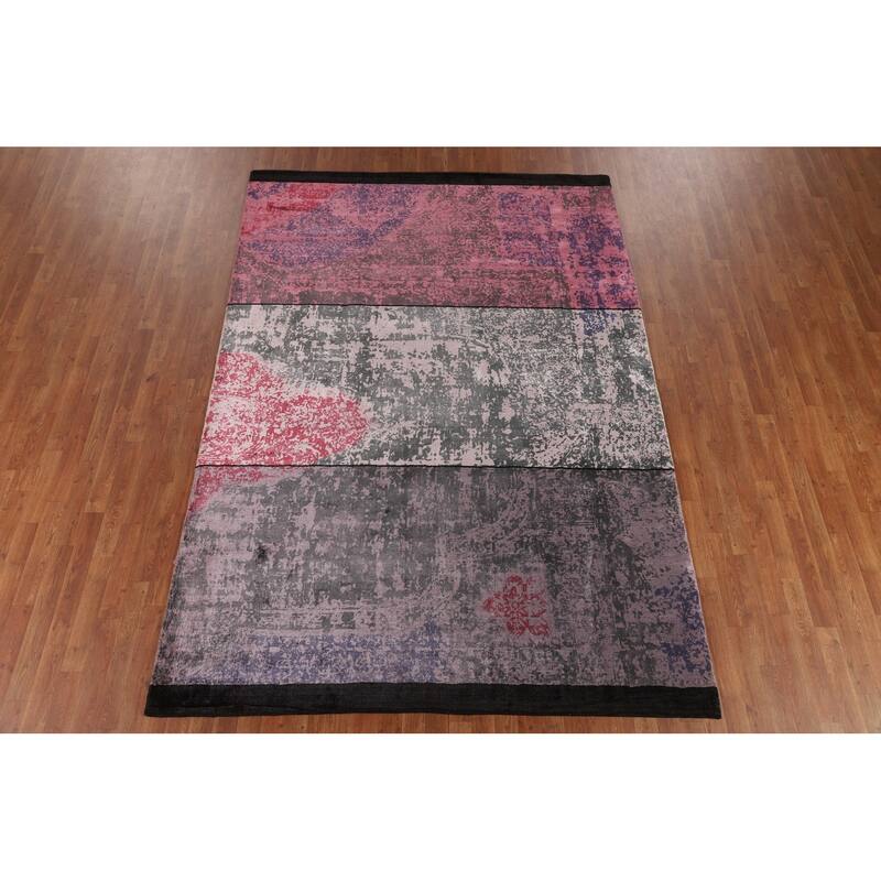 Contemporary Abstract Area Rug Handmade Modern Wool Carpet - 6'10" X 9'10"