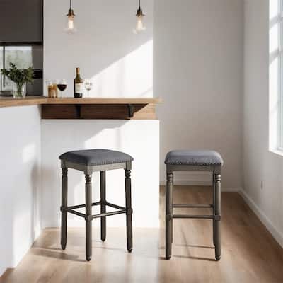 Wood Upholstered Bar Stools,Set of 2