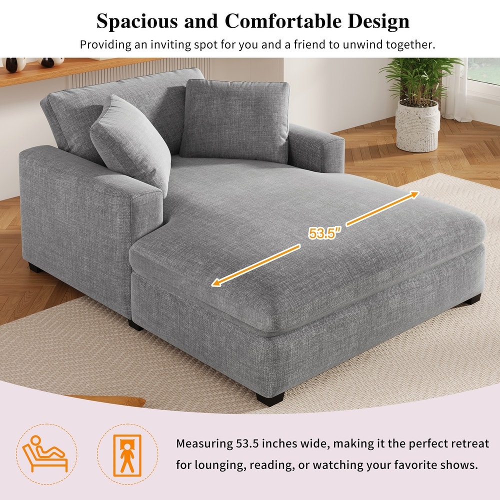53.5" Oversized Chaise Lounge Lounge Chair, Living Room Upholstered Single Sofa Chair Sleepers Couch Bed