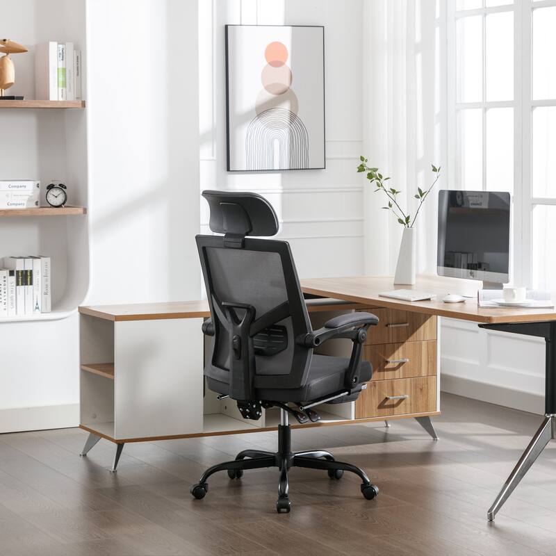 Ergonomic Mesh Office Chair with Adjustable Lumbar Support & Footrest