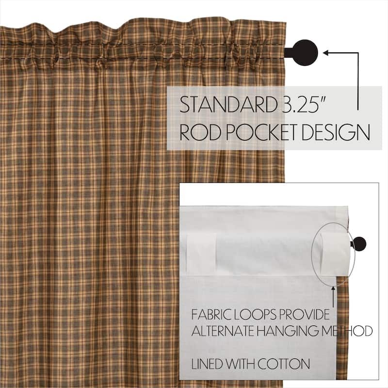 Green Rustic Kitchen Curtains VHC Cedar Ridge Tier Pair Rod Pocket Cotton Plaid