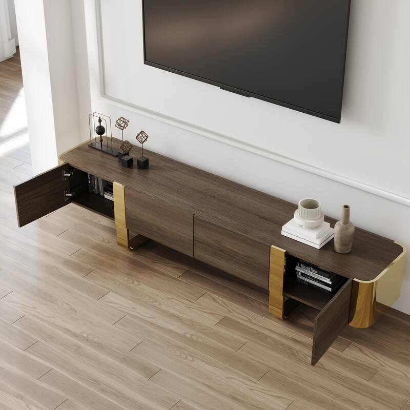 79 inch Wood TV Stand Partial Assembly Entertainment Center Modern Media Console with Drawers and Storage Cabinets