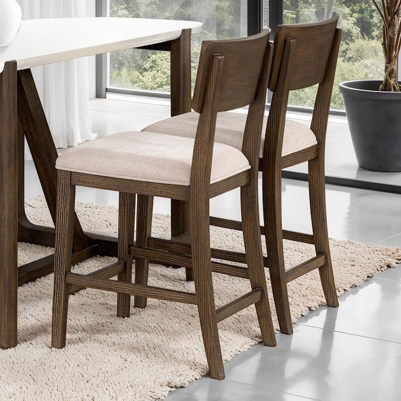 Furniture of America Laria Modern Farmhouse Dark Walnut Solid Wood Counter Height Dining Chair(Set of 2)