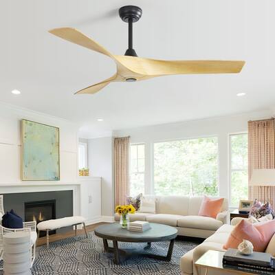 52Inch Ceiling Fan without Light, 6 Wind Speeds with Remote Control for Living Room and Patio - 52 inch