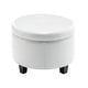 preview thumbnail 15 of 17, Porthos Home Donn Faux Leather Round Storage Ottoman with Rubberwood Legs White