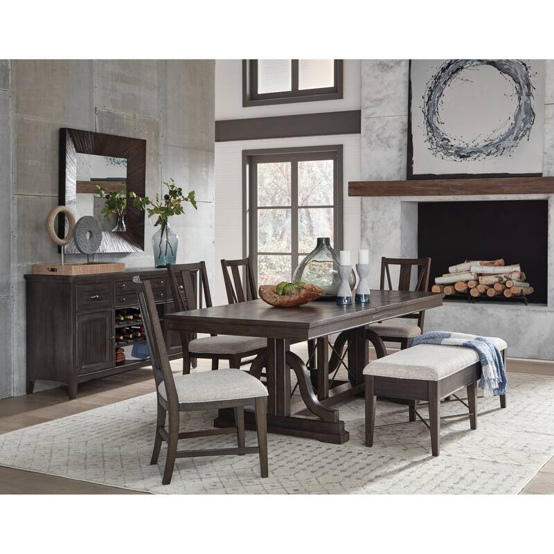 Magnussen Home Westley Falls Graphite Extendable Trestle Dining Table - 38''W x 72''D x 30''H