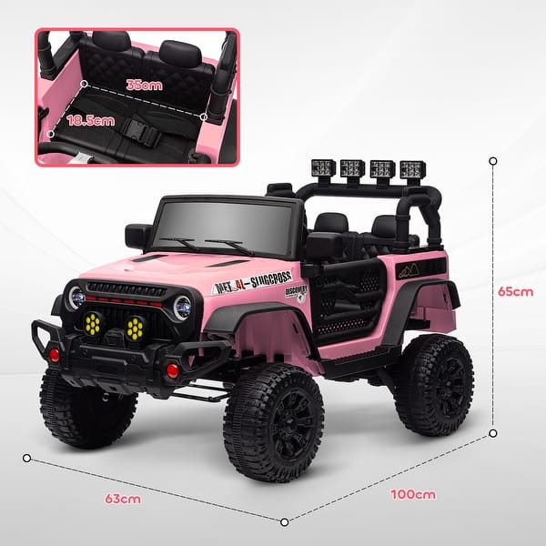 dimension image slide 1 of 5, 12V Electric Ride-On Truck for Kids with Parent Remote, Suspension Wheels, Music, LED Lights, and Adjustable Speeds