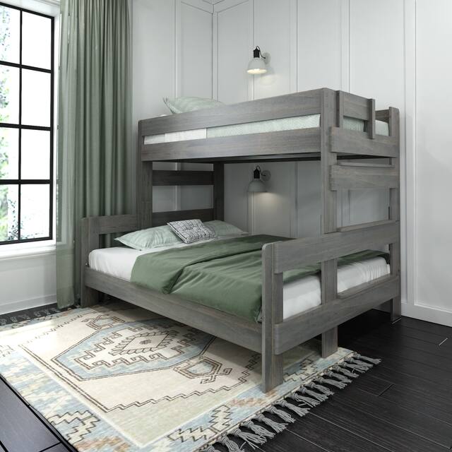 Max and Lily Farmhouse Twin XL over Queen Bunk Bed - Driftwood