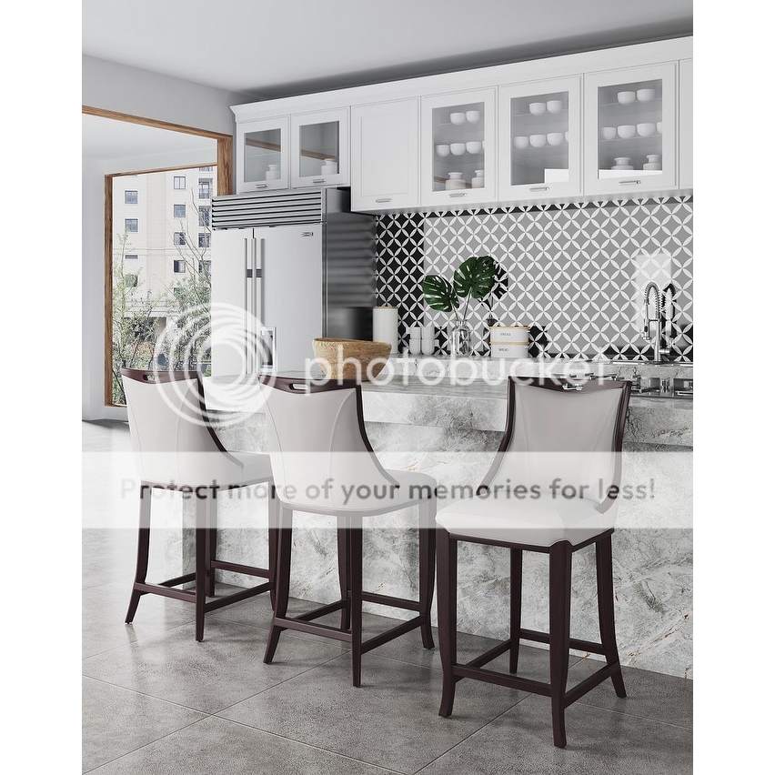 Manhattan Comfort Emperor Wood Upholstered Barstool