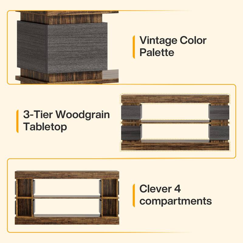 63'' Wood Farmhouse Console Table with Storage Shelves for Entryway