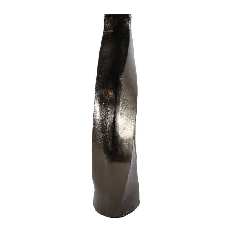 Artistic Metal Swirl Vase with Cut Out Center - Sculptural Flower Vase