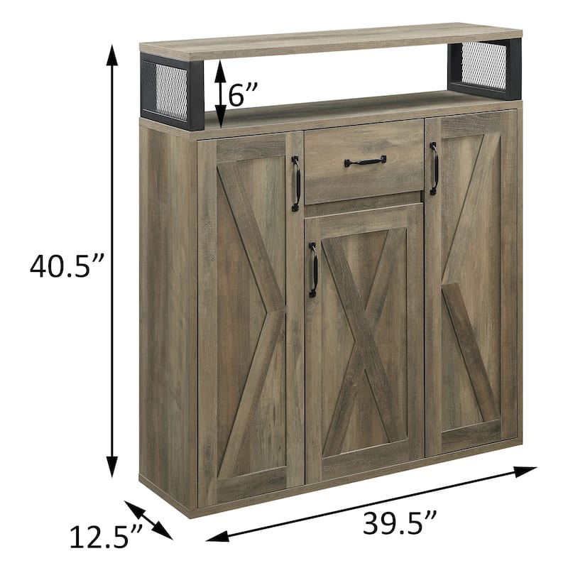 Rustic Oak Server with 3 Doors, Drawer & Adjustable Shelving for Dining or Living Room Use