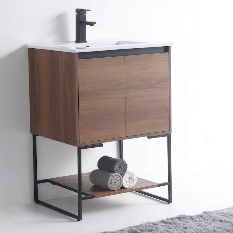 Fine Fixtures Urbania Collection Bathroom Vanity - 24" - Walnut