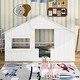 preview thumbnail 20 of 32, Solid Wood House Bed with Roof, Window and Guardrail for Kids, Boys and Girls, Bedroom