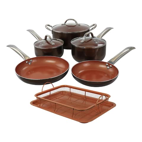 Copper Pan Cooking Excellence 10 Piece Nonstick Cookware Set in Copper - 10 Piece