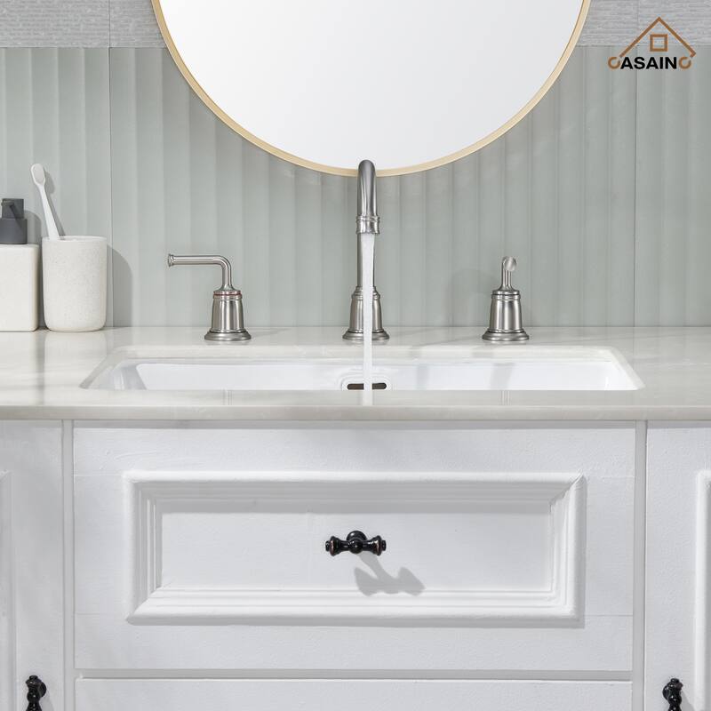 8 in. Widespread Double Handle Bathroom Faucet with Drain Kit Included
