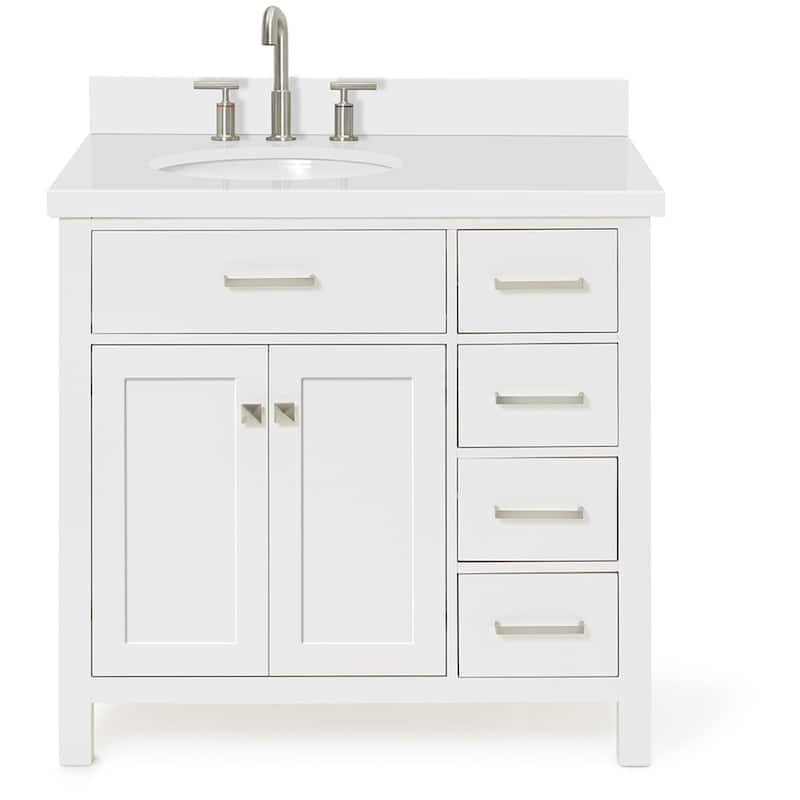 Ariel H037SLWQOVO Bristol 36" Thick Quartz Vanity Top - White - Painted
